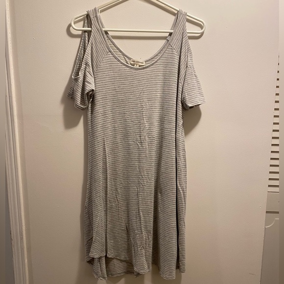 Zenana Outfitters Shoulder Cut-Out Striped Dress - Picture 1 of 6